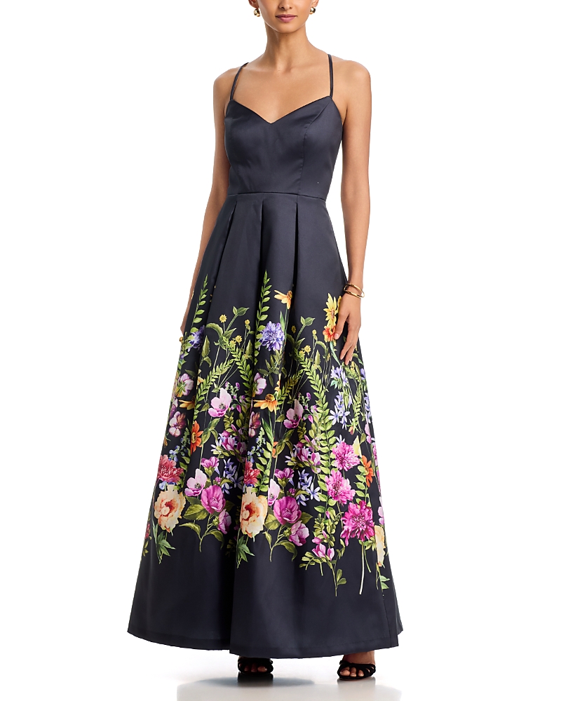 Eliza J Strap V Neck Ballgown