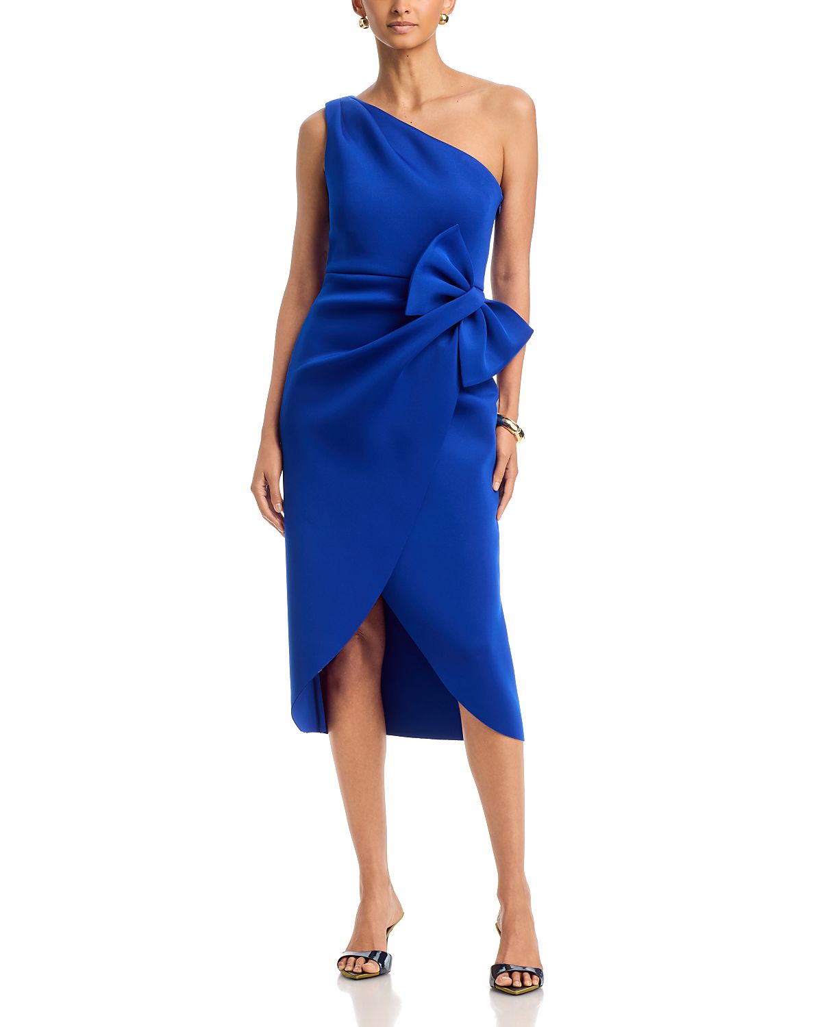 Eliza J One Shoulder Side Bow Midi Dress