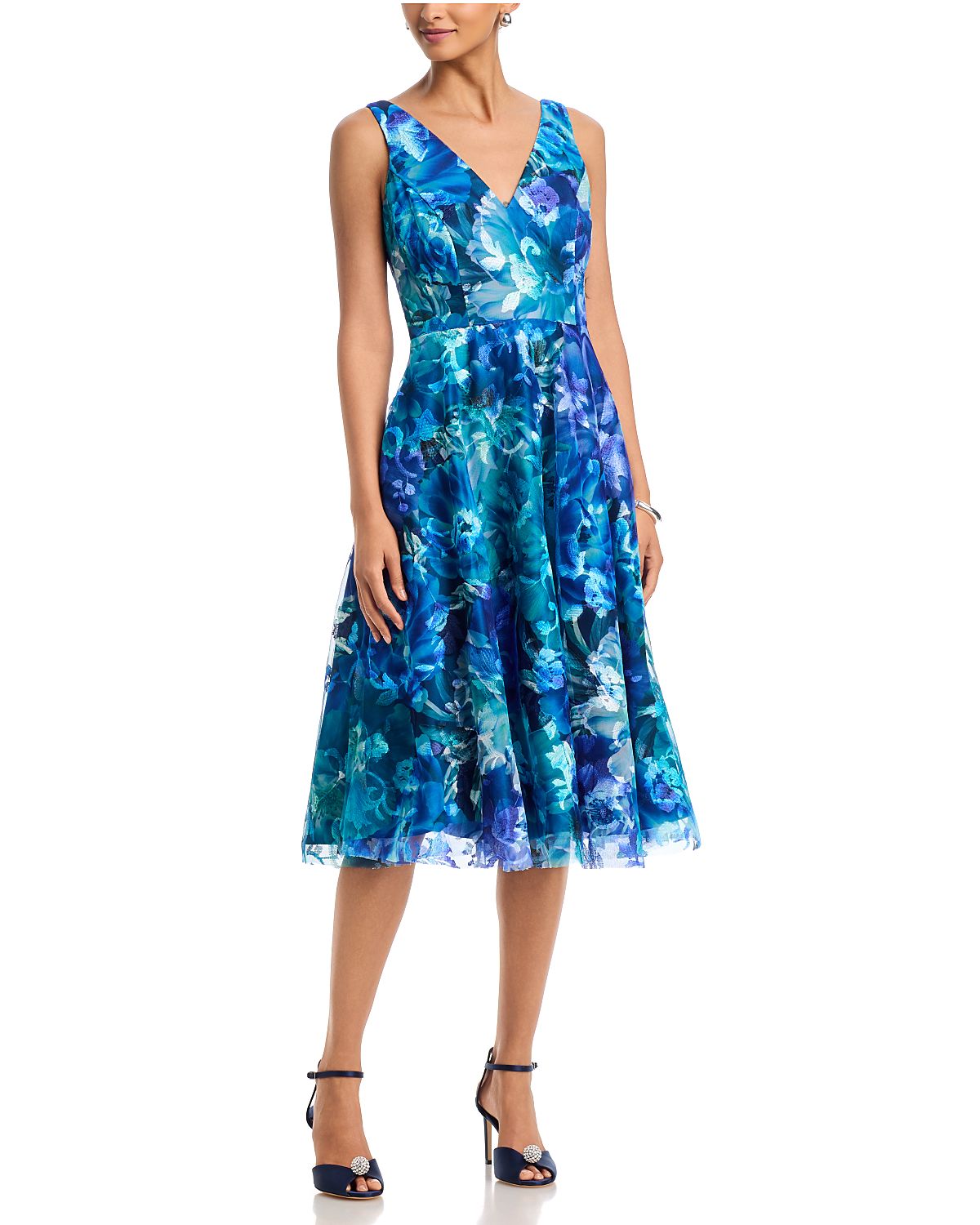Eliza J Sleeveless V Neck Fit & Flare Mini Dress