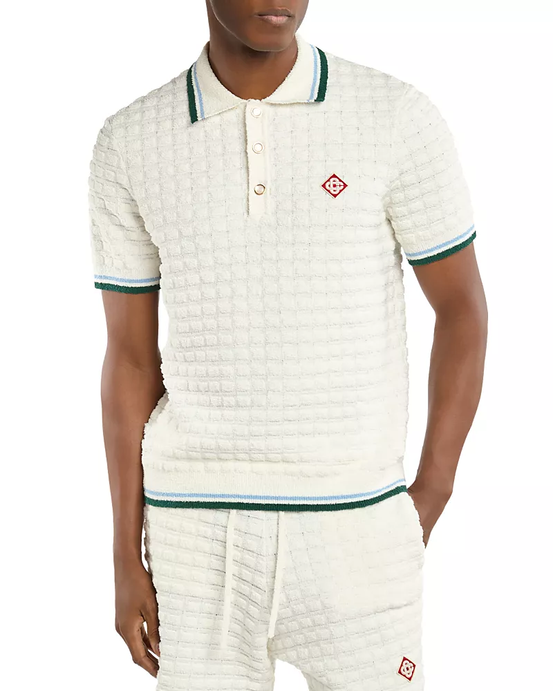 Casablanca Terry Towel Check Polo Shirt