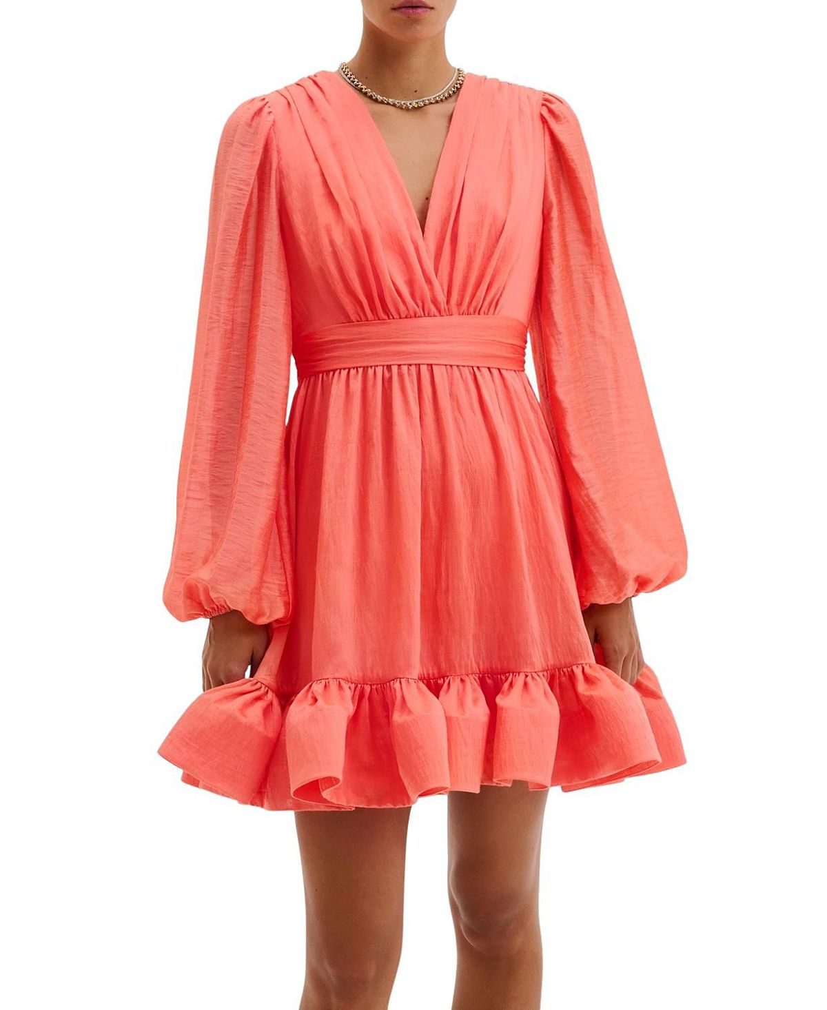 Malina Jadie V-Neck Ruffled Mini Dress