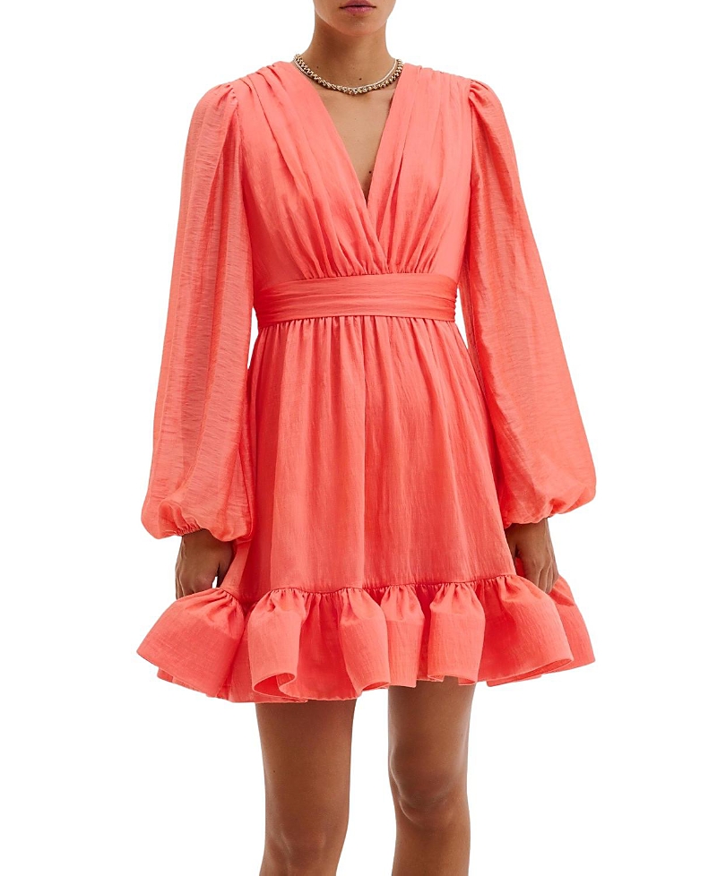 Malina Jadie V-Neck Ruffled Mini Dress