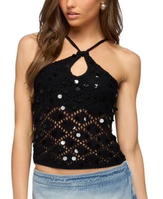 Mae Open Back Sequin Crochet Top