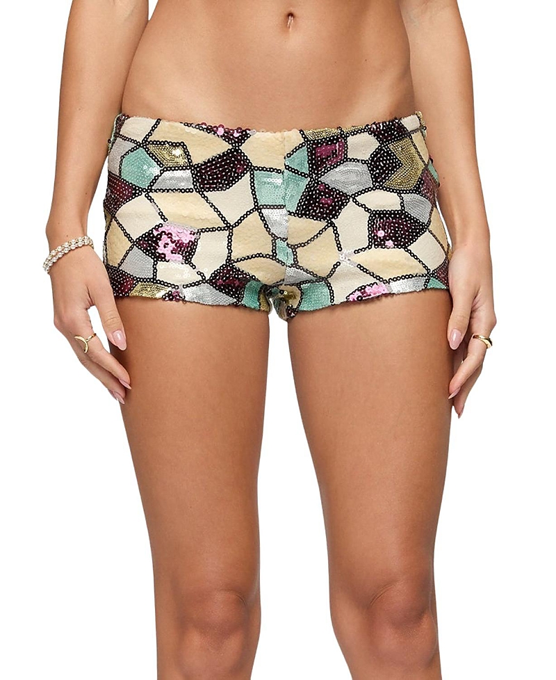 Edikted Tatianna Mixed Sequin Micro Shorts