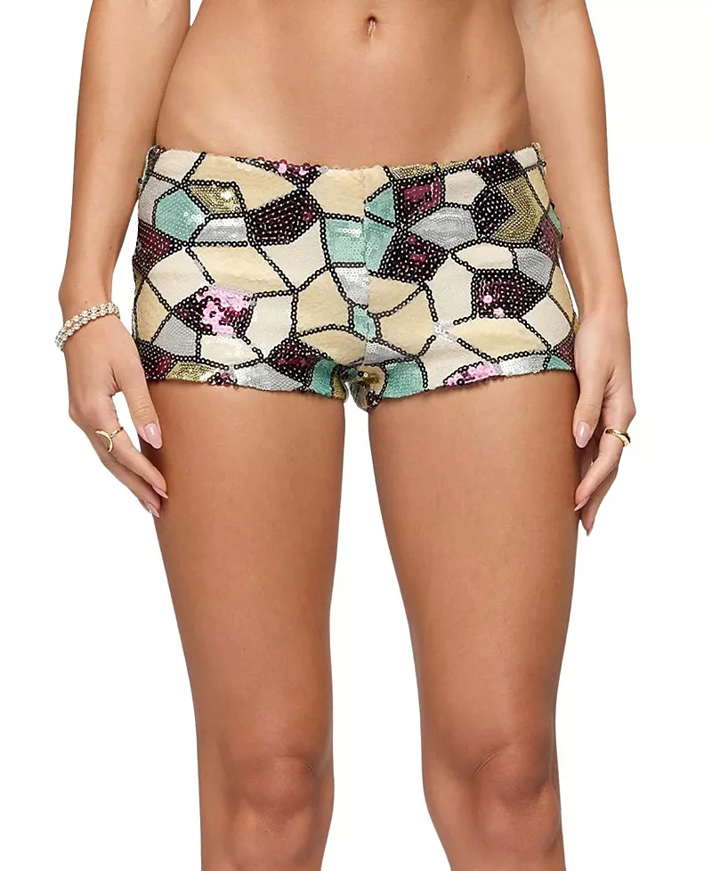 Edikted Tatianna Mixed Sequin Micro Shorts