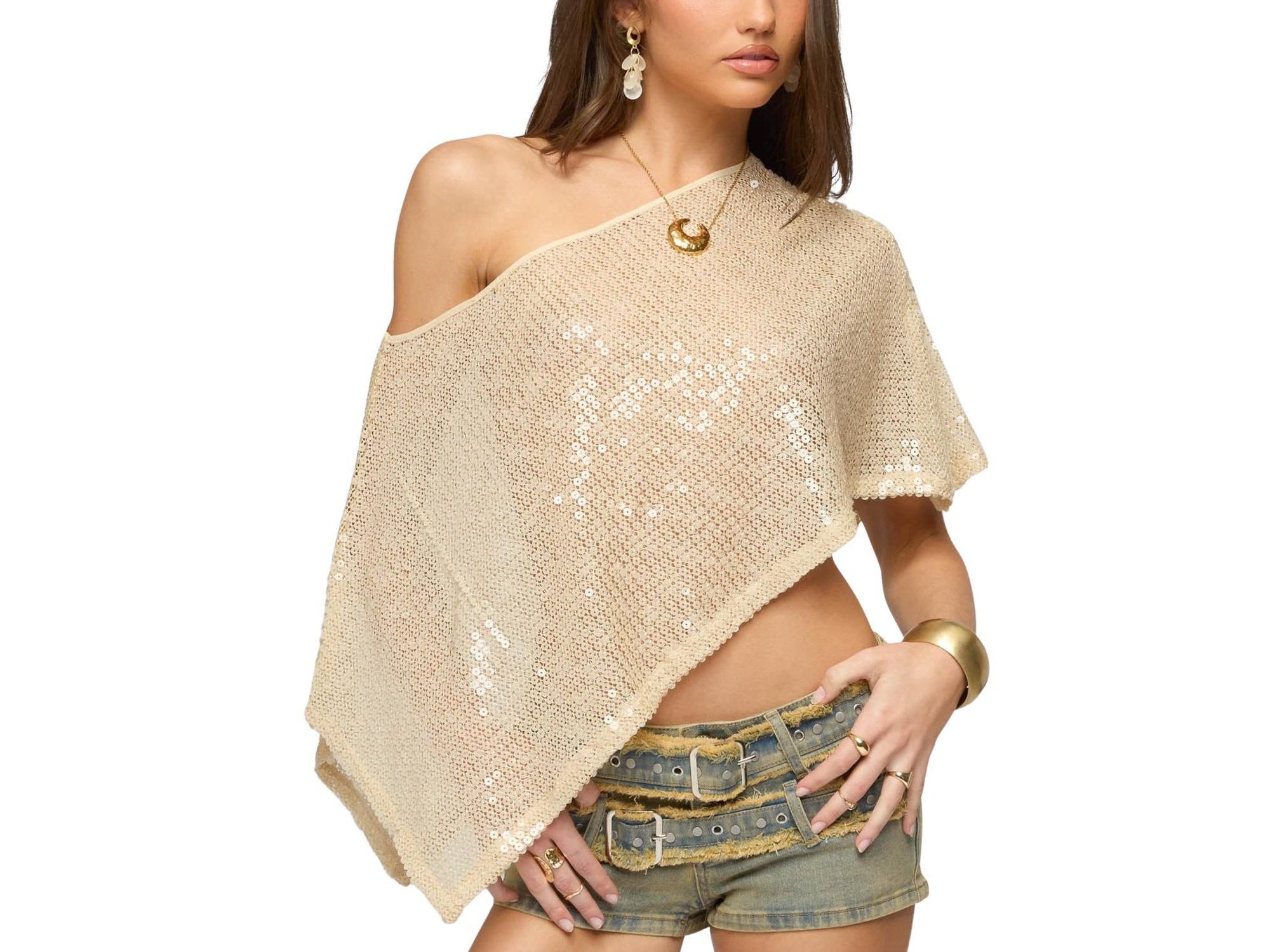 Alanna Sheer Sequin Poncho - Image 1