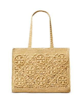 Monogram Crochet Straw Tote Bag