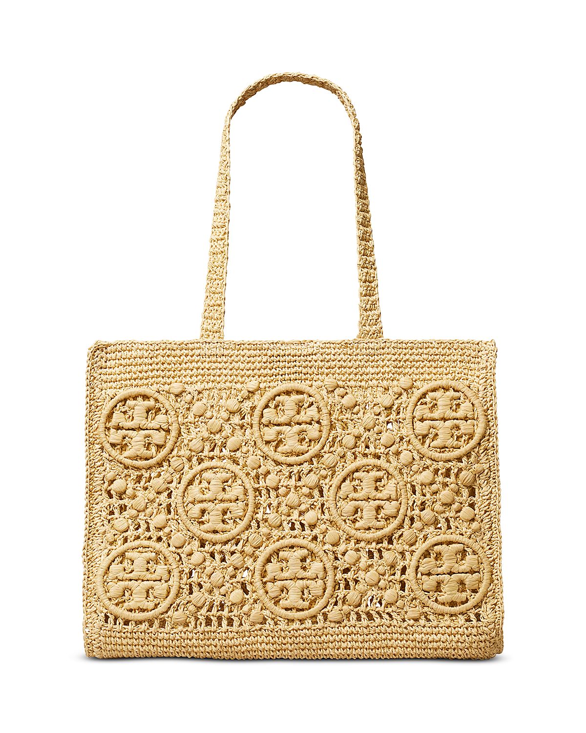 Vince Monogram Crochet Straw Tote Bag