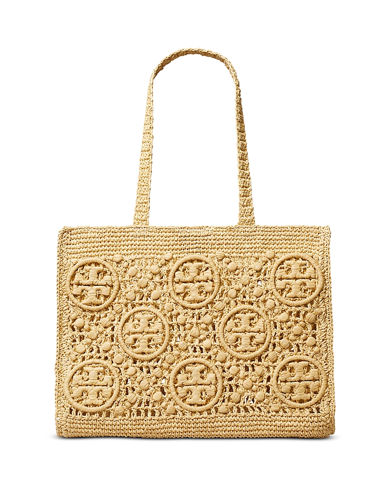 Vince Monogram Crochet Straw Tote Bag