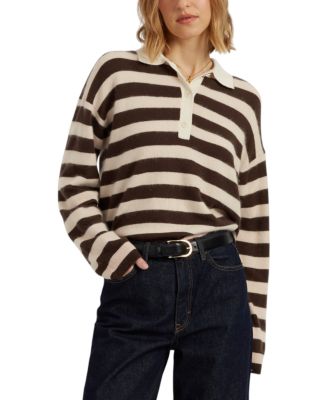  Women's Merino Stripe Polo Top