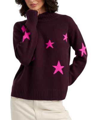  Women's Wool-Cashmere Blend Star Roll Neck Sweater 