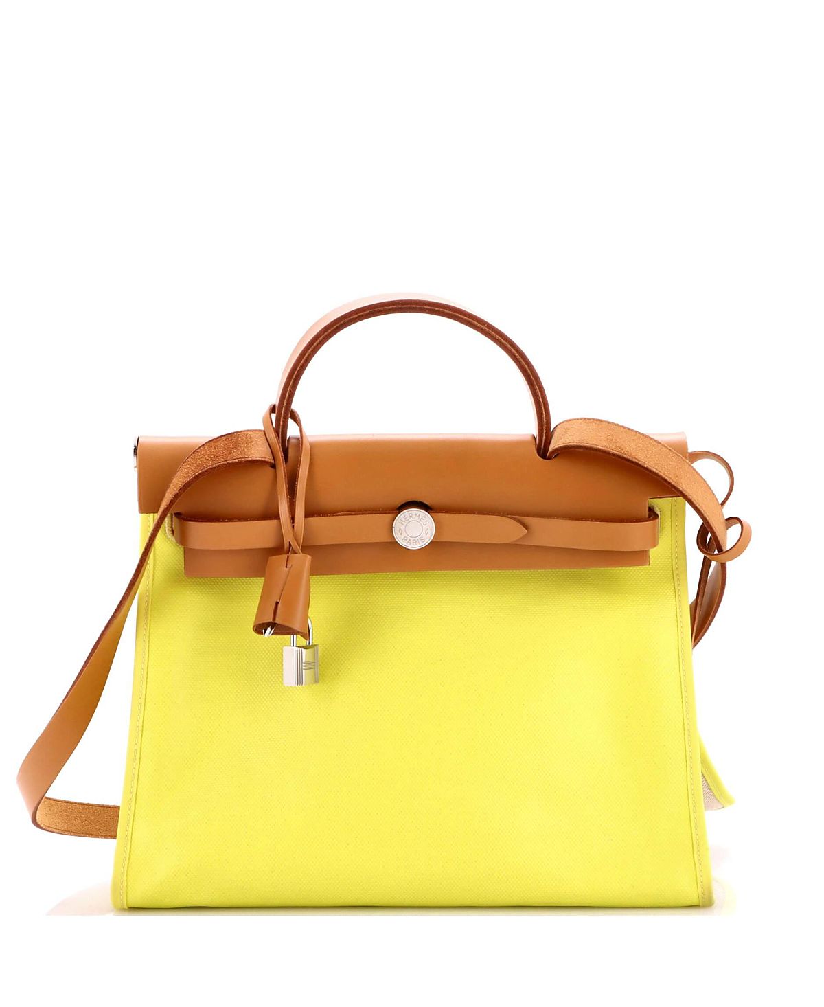 Pre-Owned HERMES 31 Herbag Zip Berline Vache Canvas and Leather