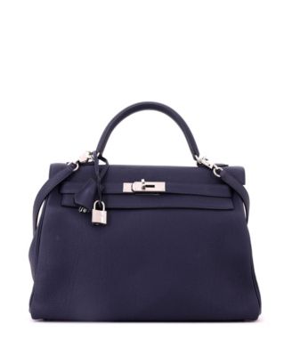 Kelly 32 Handbag Blue Togo with Palladium Hardware