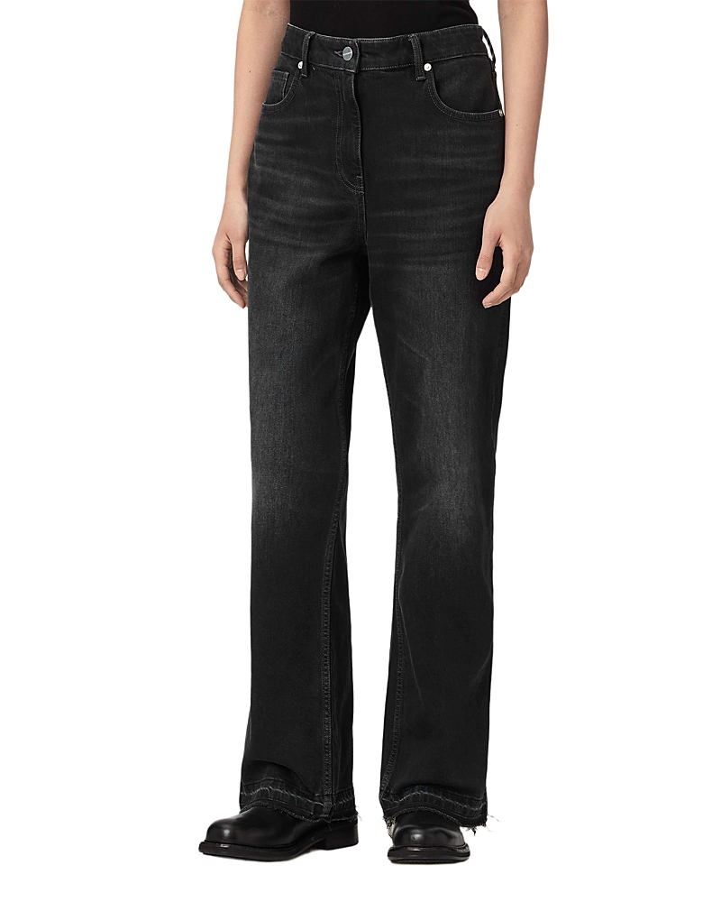 Allsaints Fable Mid Rise Bootcut Jeans in Washed Black