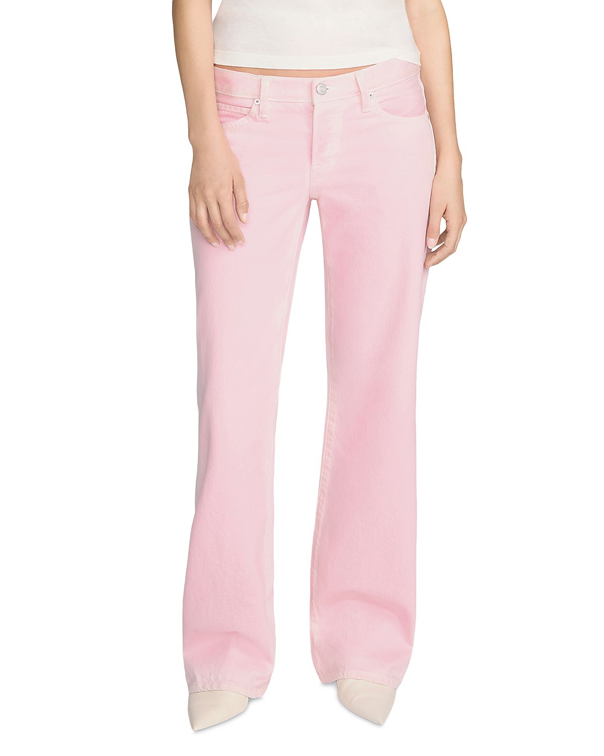 Frame x Amelia Gray The Pixie Gray Low Rise Wide Flare Leg Jeans