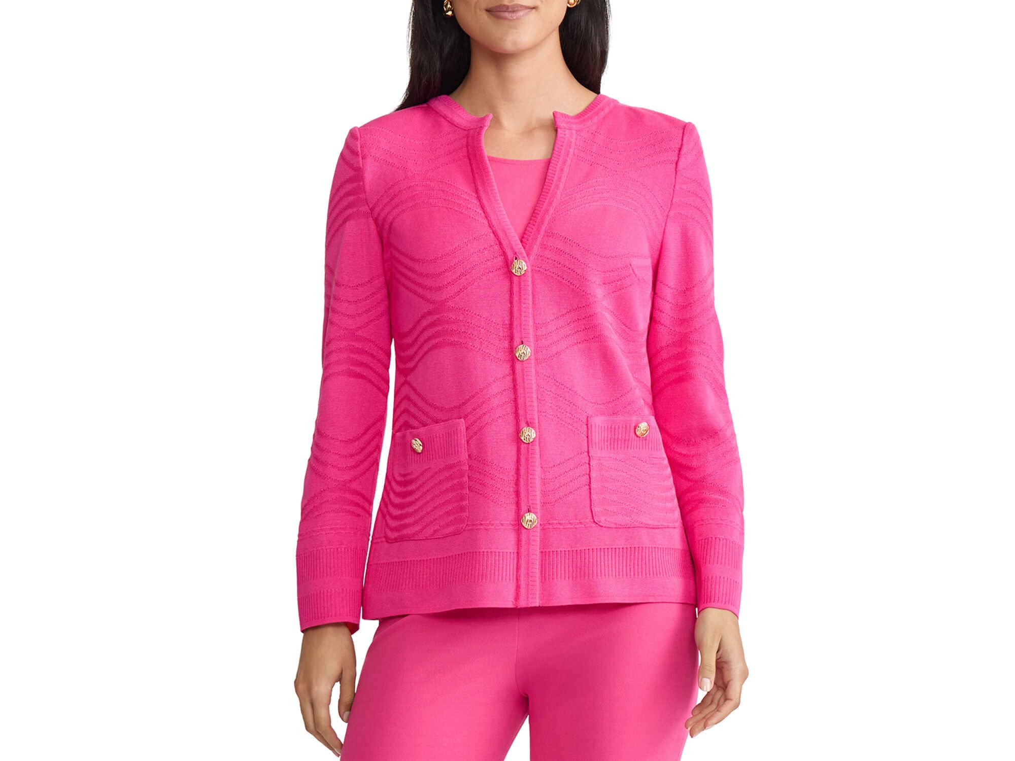 Plus Tonal Textured Wave Knit Jacket