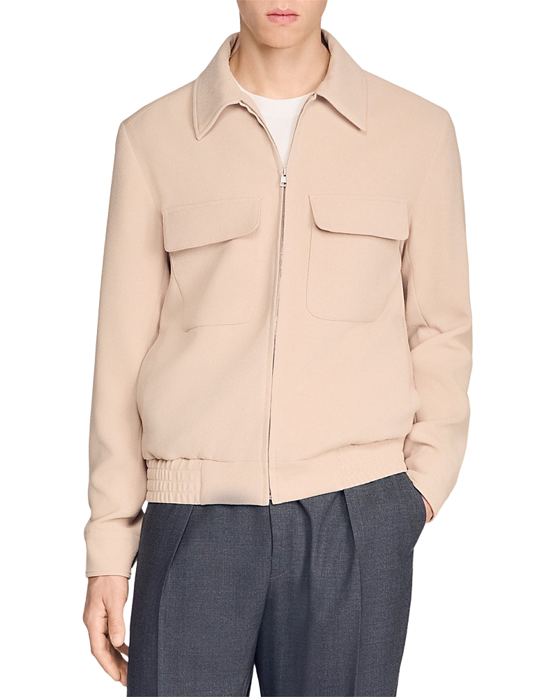 Sandro Waffle Effect Zip Up Jacket
