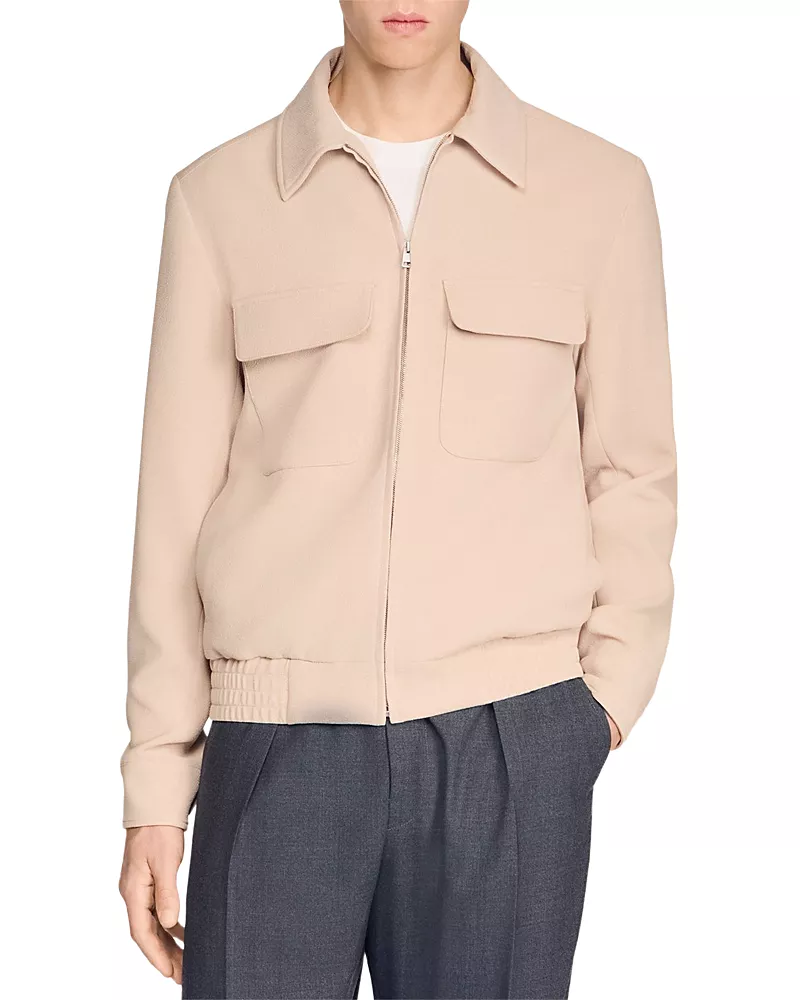 Sandro Waffle Effect Zip Up Jacket