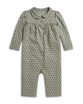 Girls' Floral Cotton Interlock Coverall - Baby