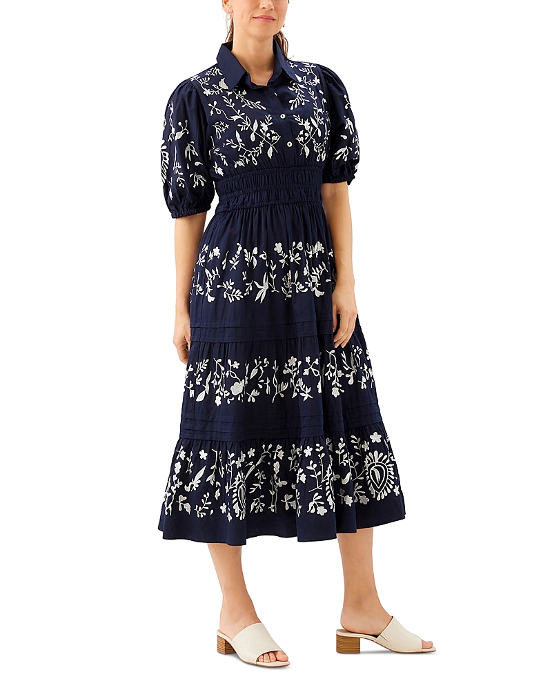 Karen Kane Puff Sleeve Embroidered Dress