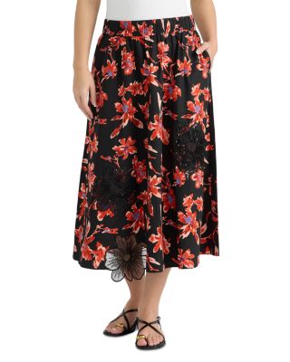 Floral Appliqu&eacute; Midi Skirt