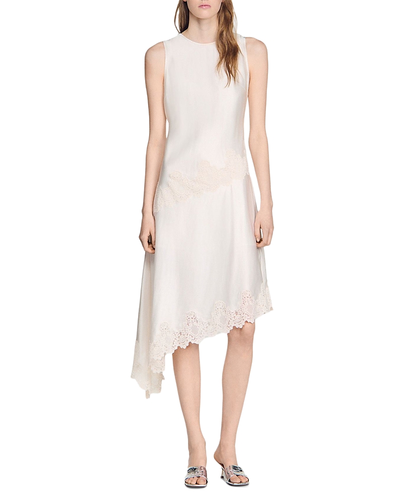 Sandro Asymmetric Satin Dress