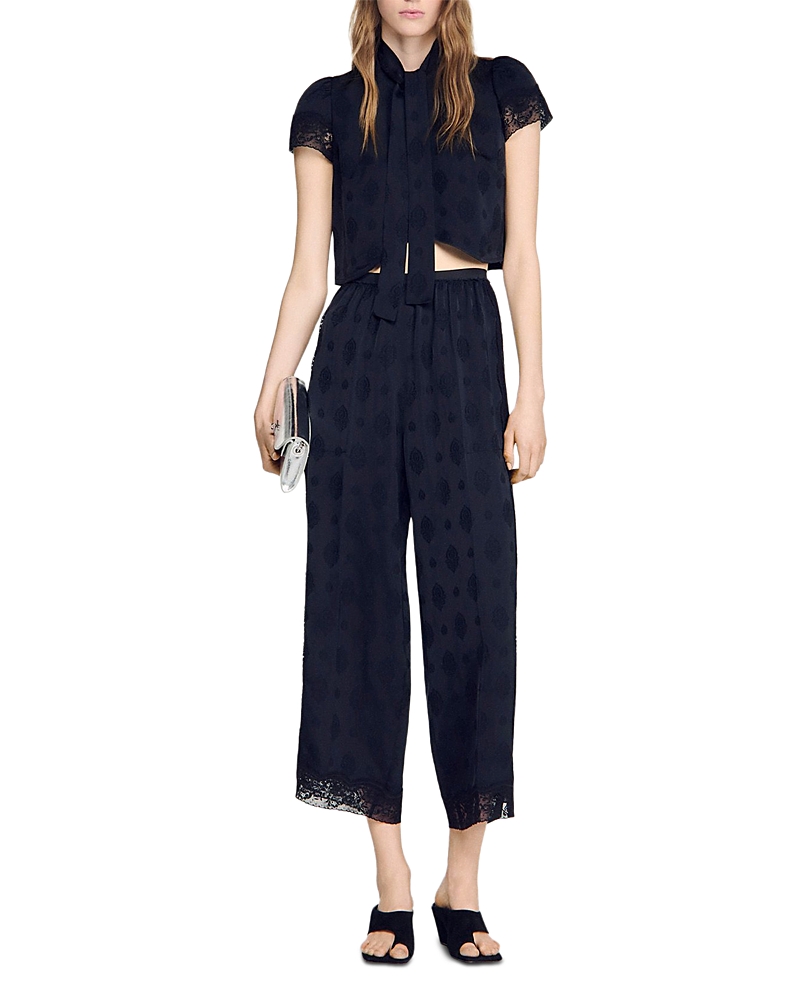 Sandro Paisley Jacquard Crop Top