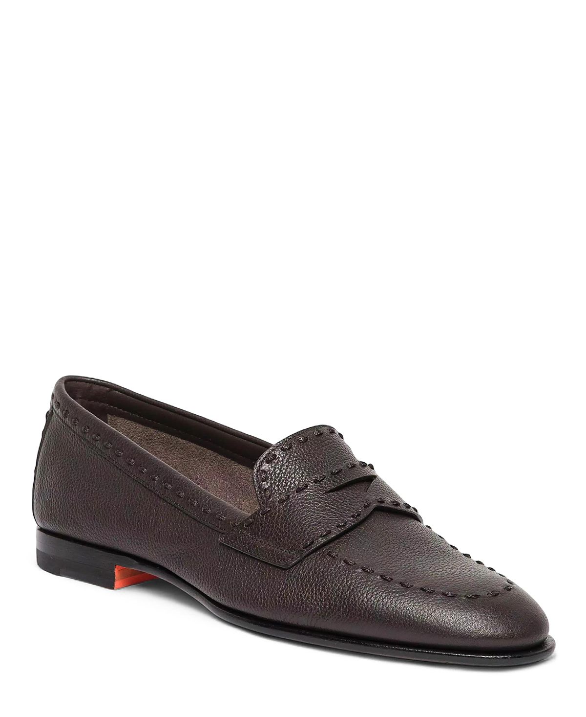 Santoni Women's Tumbled Leather Penny Loafer