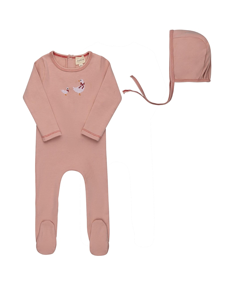 Ely's & Co. Unisex Cross Stitch Duckling Collection Footie + Beanie - Baby