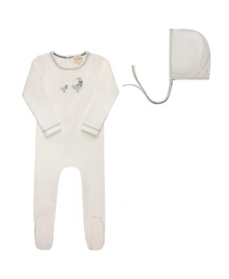 Ely's & Co. Unisex Cross Stitch Duckling Collection Footie + Beanie - Baby