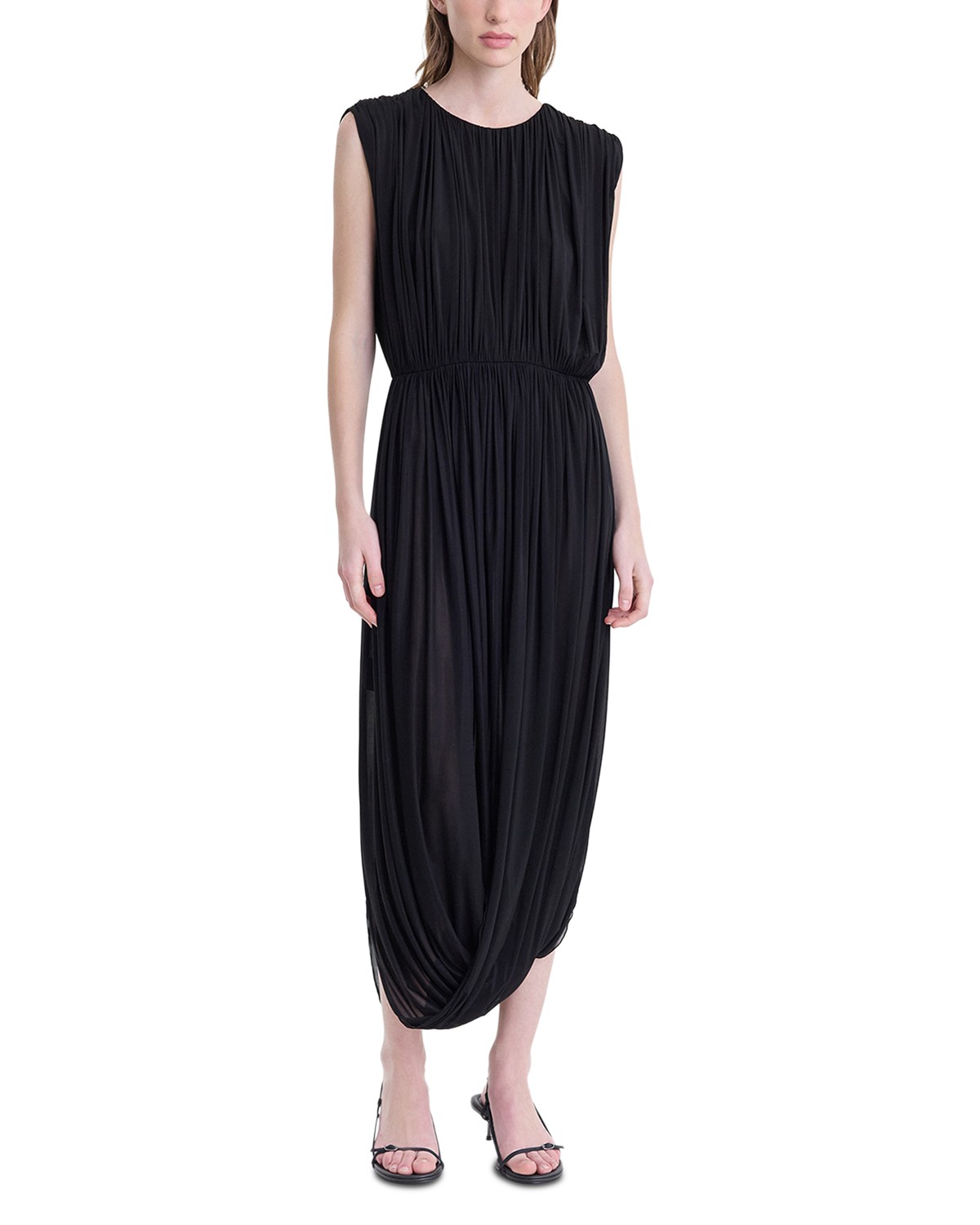 Fforme Leonora Draped Jersey Dress in Black