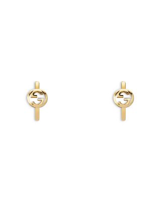 18K Yellow Gold Interlocking Logo Hoop Earrings
