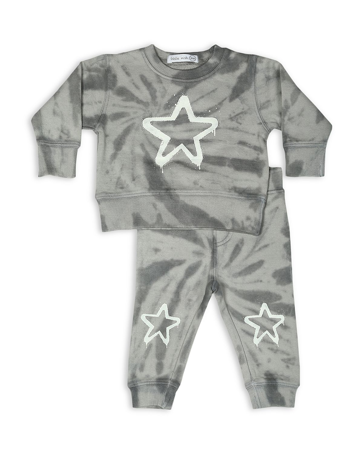 Little Mish Boys' Tie Dyed Star French Terry Top & Pants Set - Baby