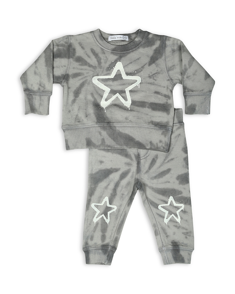 Little Mish Boys' Tie Dyed Star French Terry Top & Pants Set - Baby