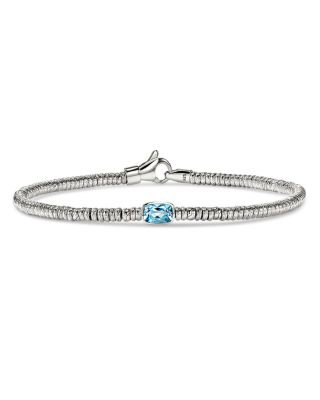 Sterling Silver Heishi Swiss Blue Topaz Bead Bracelet