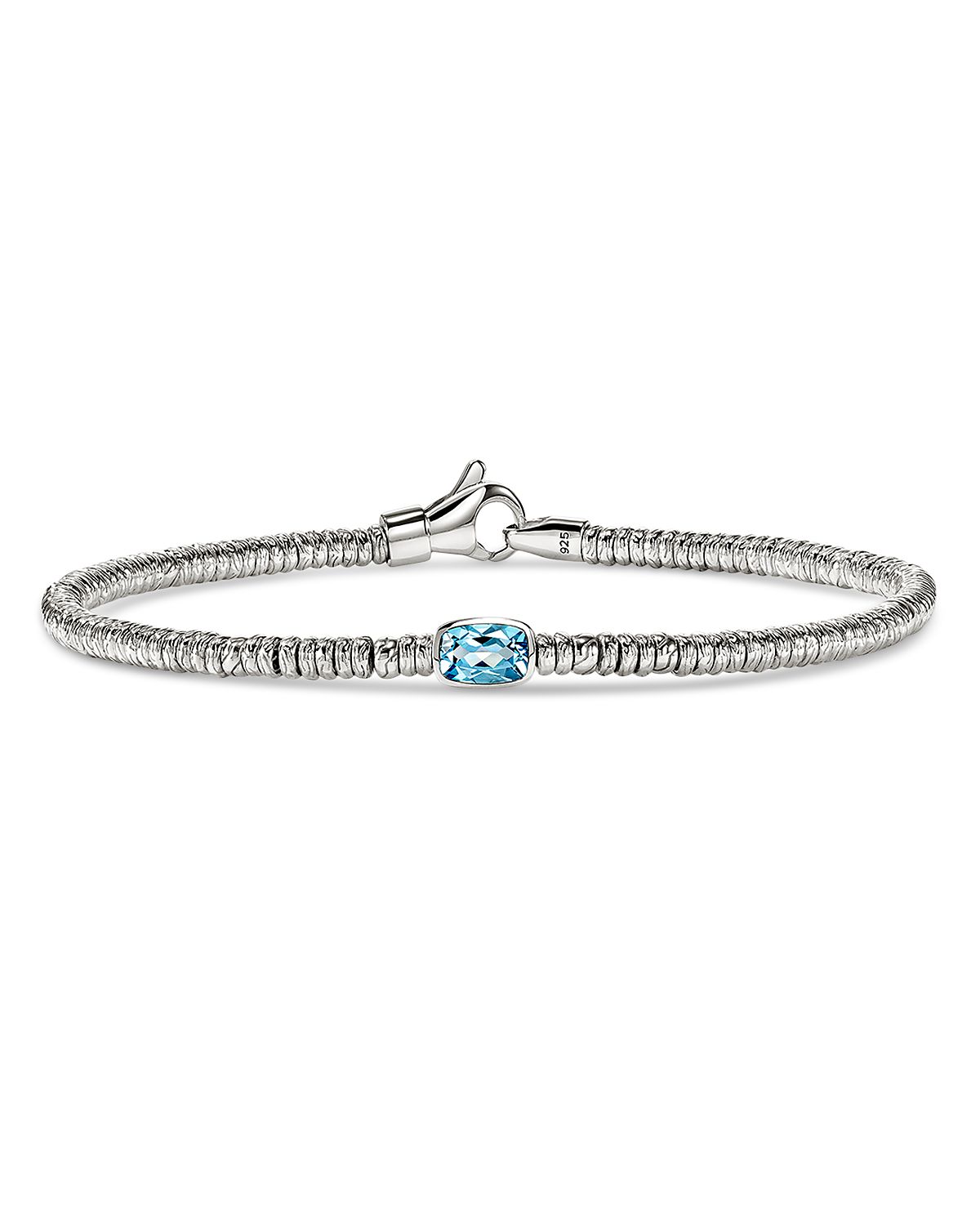 John Hardy Sterling Silver Heishi Swiss Blue Topaz Bead Bracelet