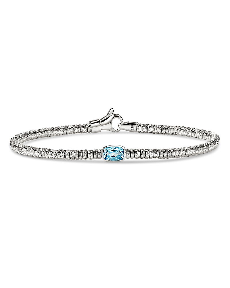John Hardy Sterling Silver Heishi Swiss Blue Topaz Bead Bracelet