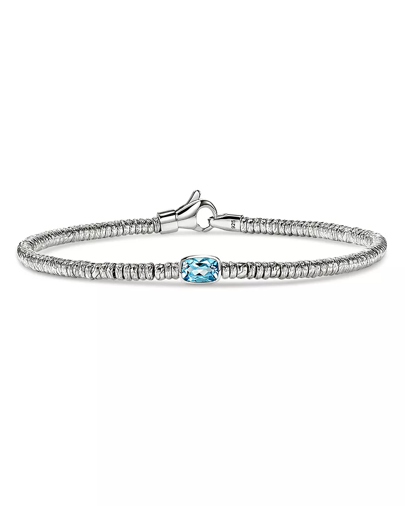 John Hardy Sterling Silver Heishi Swiss Blue Topaz Bead Bracelet