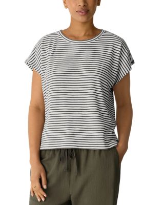 Striped Cotton Slub Cap Sleeve Top