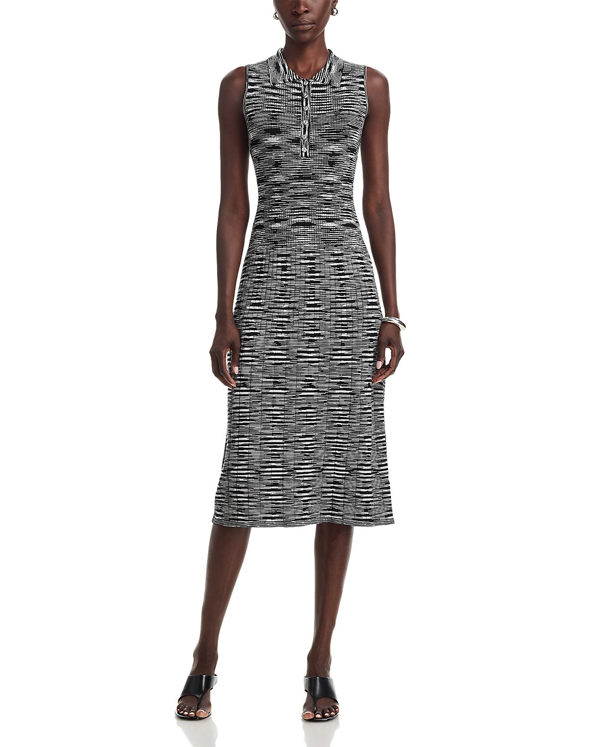 T Tahari Polo Collar Rib Knit Dress