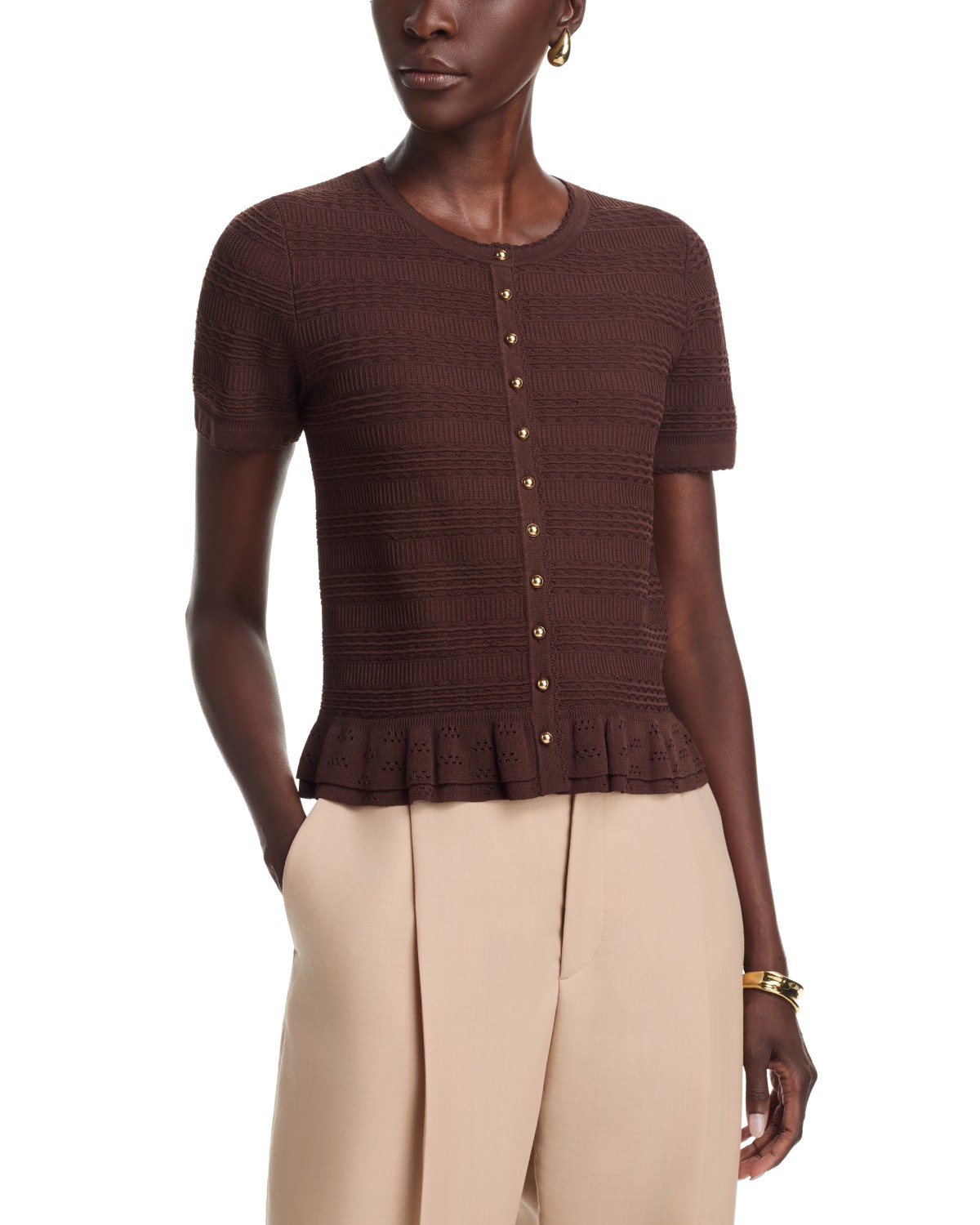 Ruffle Hem Cardigan Sweater