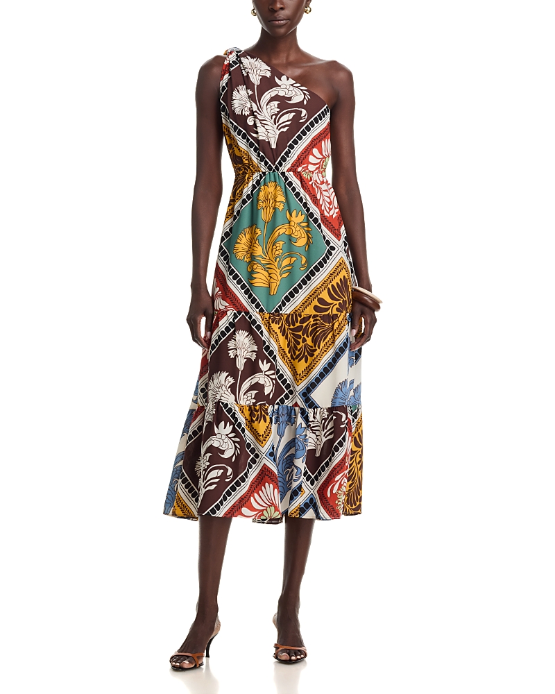T Tahari One Shoulder Tiered Dress