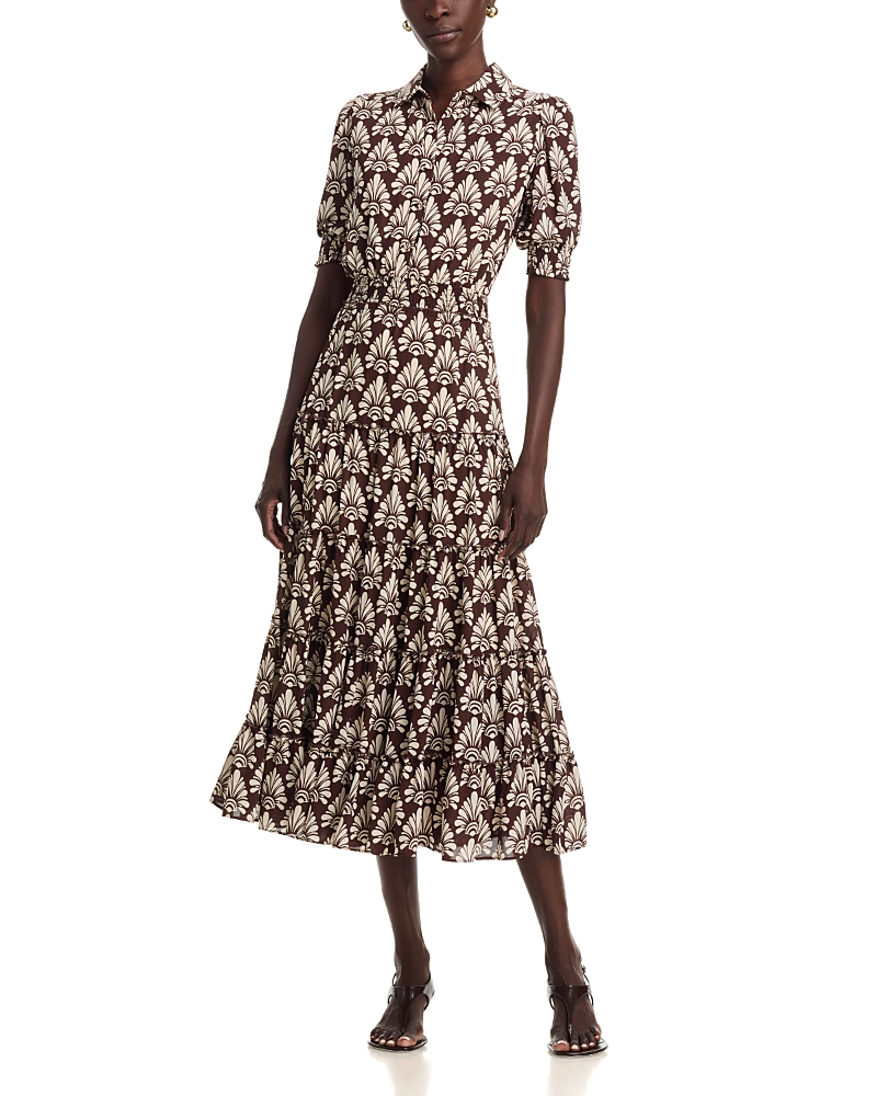 T Tahari Elbow Sleeve Tiered Maxi Dress