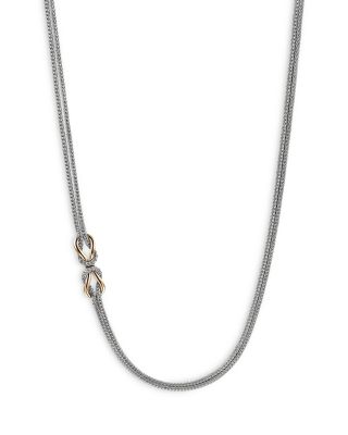 14K Yellow Gold & Sterling Silver Love Knot Infinity Woven Link Chain Necklace, 16-18"