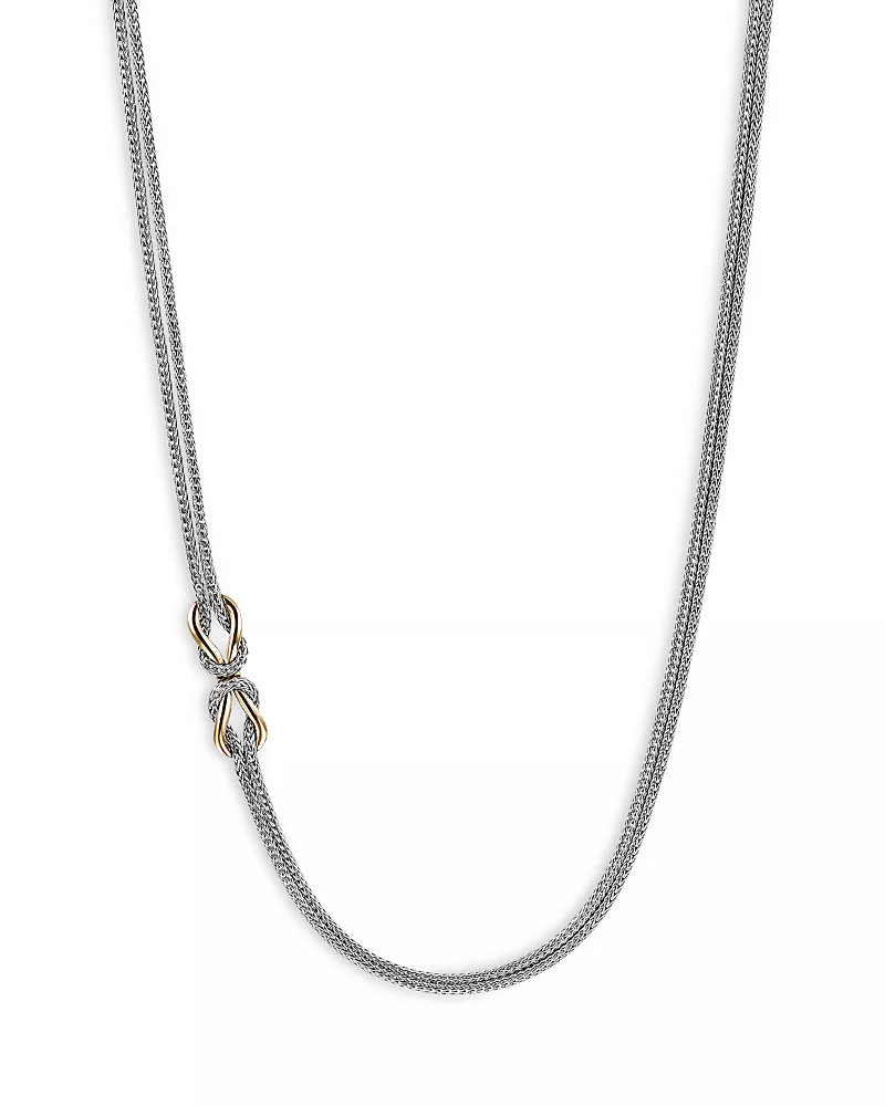 John Hardy 14K Yellow Gold & Sterling Silver Love Knot Infinity Woven Link Chain Necklace, 16