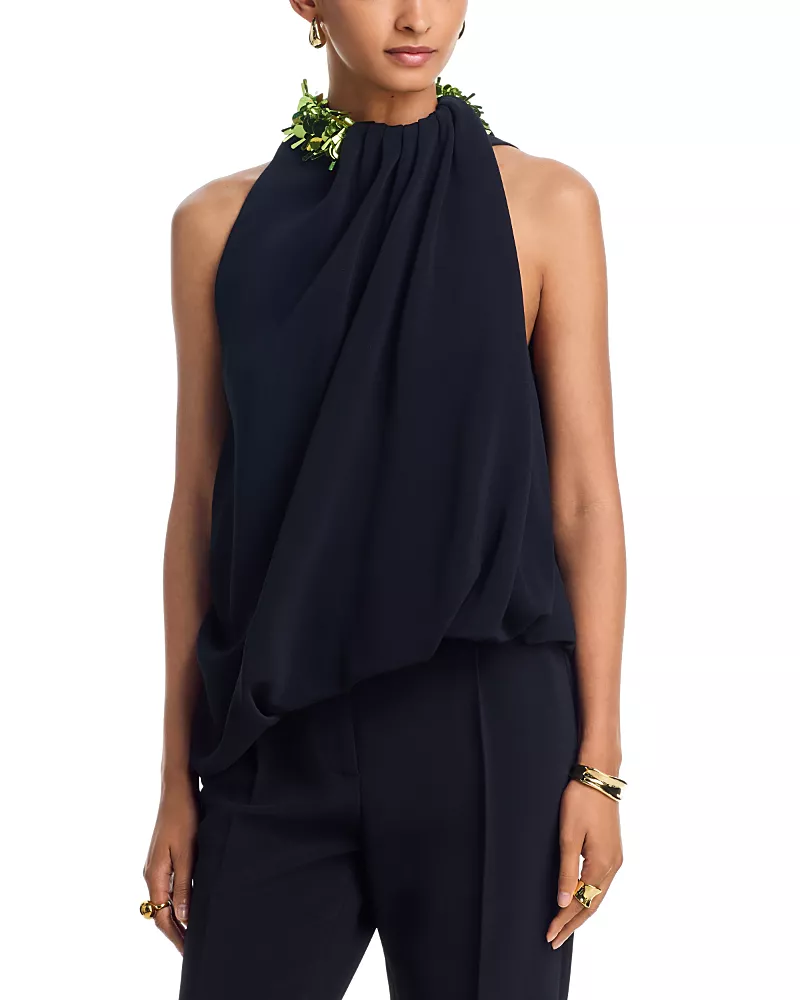 Brandon Maxwell Haze Embroidered Top