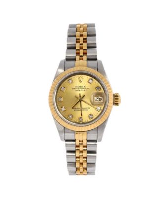 Oyster Perpetual Datejust Automatic Watch in Stainless Steel and Gold with Diamond Markers 26mm