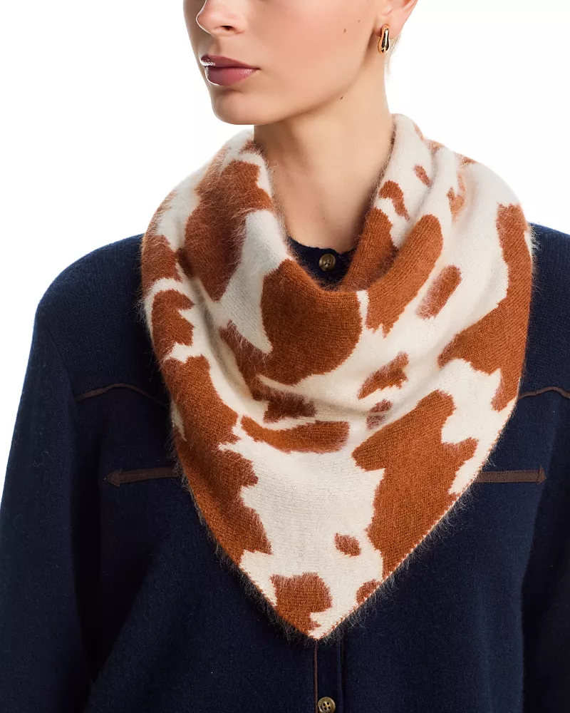 Guest in Residence Grizzly Cow Print Wild Rag Cashmere Scarf