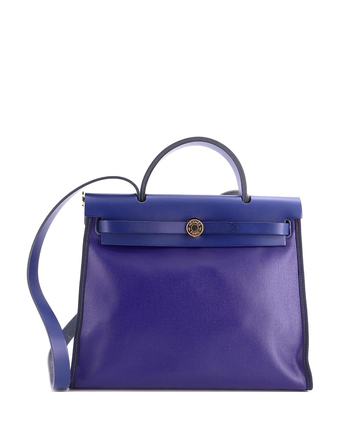 Pre-Owned HERMES 31 Herbag Zip Berline Vache Canvas and Leather