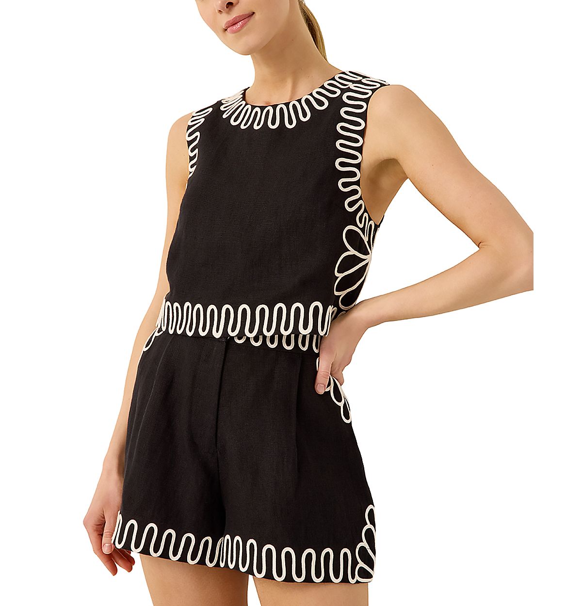 Marie Oliver Blanche Soutache Trim Shorts